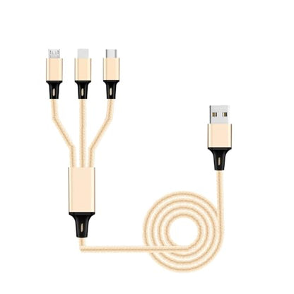 Multi Charging Cable, 3 in 1 USB Cable, Gold - color: Gold
