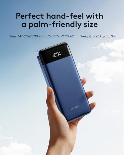 Orfeika Fast Charging Portable Charger Power Bank with Built-in 4 Cables | 10000mAh|Ultra-Slim&Light|Flight-Safe|Power 6 Devices at Once|22.5W|Battery Pack For iPhone,Samsung,Google|Travel Essentials - color: Navy