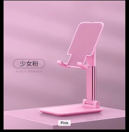 Foldable Desktop Phone and Tablet Stand, Adjustable Universal Mount, Compatible with iPhone, iPad. Useful for Study Table, Office, Home etc. Phone, Ipad, Stand. (Pink) - color: Pink