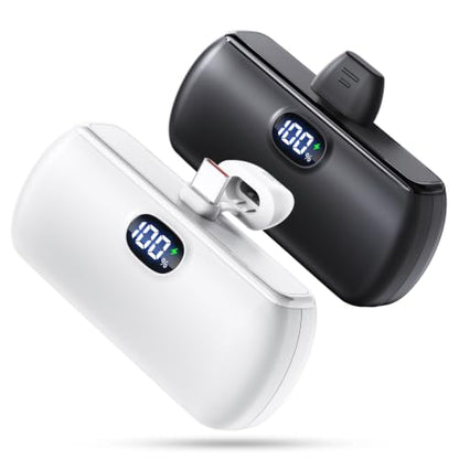 [2-Pack]Portable Charger USB C for iPhone 18/17/16/15 Series,Black&White - color: Black&White