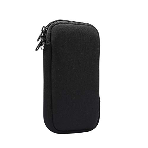 Zip Neoprene Cell Phone Sleeve Case Wallet Pouch for iPhone 17 Pro Max 16 Plus 15 Plus iPhone 14 13 12 Pro Max Moto G 2025 G Power 2026 G Play G Stylus 5G 2024 Google Pixel 10 Pro XL BLU G35 (Black) - color: Black