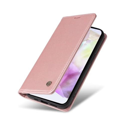 Compatible with Samsung Galaxy S25 FE Wallet Case PU Leather Flip Folio Case with Card Holder Magnetic Closure Shockproof Protective Phone Cover Rose Gold - color: Rose Gold, size: Samsung S25 FE