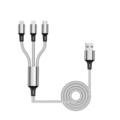 Multi Charging Cable, 3 in 1 USB Cable, Silver - color: Silver