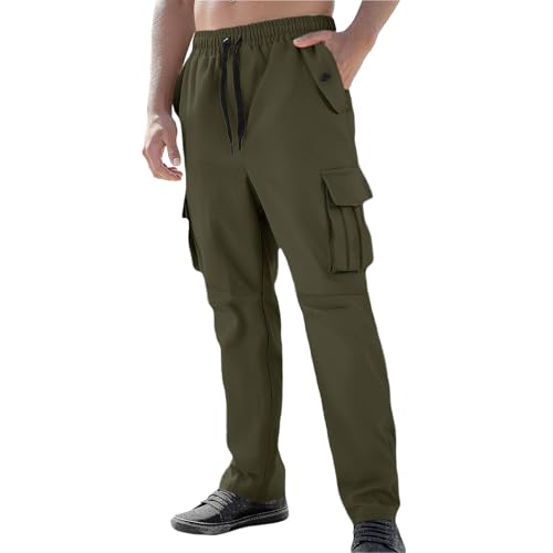 Men Cargo Pants Cotton Twill Breathable Tactical Waterproof Flap Pockets Hiking Beach Fishing Tactical Pants for Men - color: A Army Green, size: X-Large