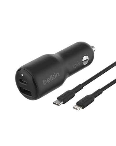 Belkin BoostCharge 42W Car Charger + USB-C to Lightning Cable - style: Car Charger + Lightning Cable