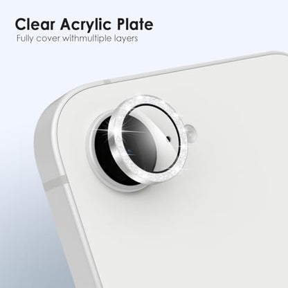 TENOC Camera Lens Protector for iPhone 16e & 17e, Silver Glitter - size: iPhone 16e/17e
