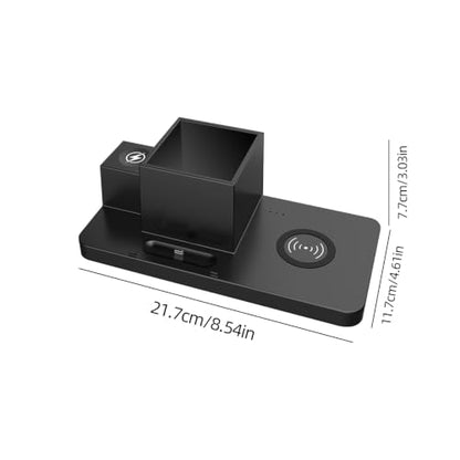 4 in 1 Wireless Charging Station, Multi-Device Fast Wireless Charger, Magnetic Charging Dock, Dual Headphone Charging, Desktop Organizer Stand for Home and Travel