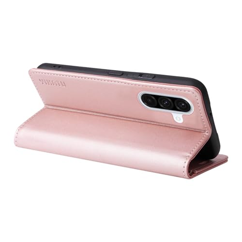 Compatible with Samsung Galaxy S25 FE Wallet Case PU Leather Flip Folio Case with Card Holder Magnetic Closure Shockproof Protective Phone Cover Rose Gold - color: Rose Gold, size: Samsung S25 FE