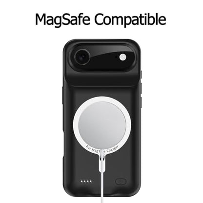 Wireless Charging Case for iPhone 17 Air, 12000mAh High Capacity Portable Rechargeable Battery Case Qi Wireless Charging Compatible with iPhone Air (6.5 inch) Extended Battery Charger Cover-Black - size: iPhone 17 Air (6.5 inch)
