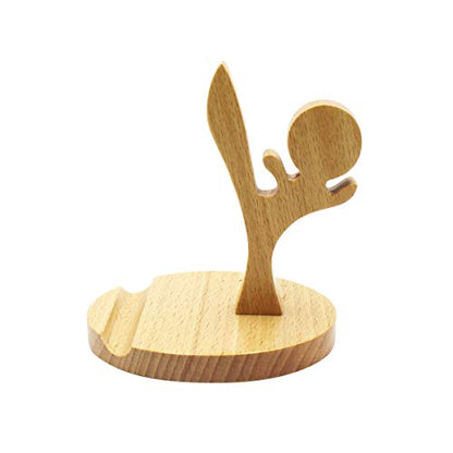 Cartoon Cell Phone Holder Stand Wooden Smartphone Desk Holder for All Mobile Phones Animal Phone Stand Desk Ornament - color: kung fu