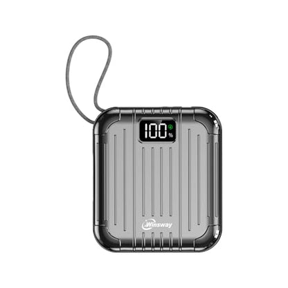 10000mAh Small 22.5W Power Bank with Built in Cable, 3A Fast Charging, 4 Outputs 2 Inputs, Mini Portable Charger for Samsung Google Pixel LG Moto iPhone iPad