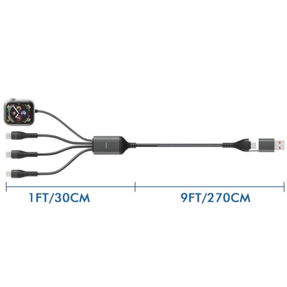 100W Multi Charge Cable for Apple iWatch/Dual USB C/Lightning, 10FT - size: AC to 2C+L+iWatch(10FT)