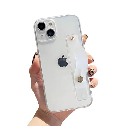 Strap Case for iPhone 13 with Stand, HD Clear | Wrist Strap Kickstand, Adjustable Finger Hand Grip Loop, Slim Transparent Anti-Scratch Back, Soft Bumper Phone Cover - color: HD Clear, size: iPhone 13