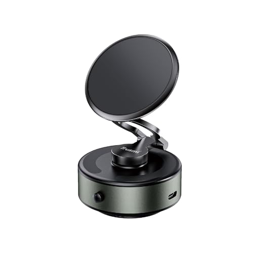 Trusmi Electric Vacuum Magnetic Car Windshield Phone Mount, 4300 Gauss, Type-C Powered, for Glass & Smooth Flat Surfaces Only, 360° Rotation, Hands-Free Holder, Black