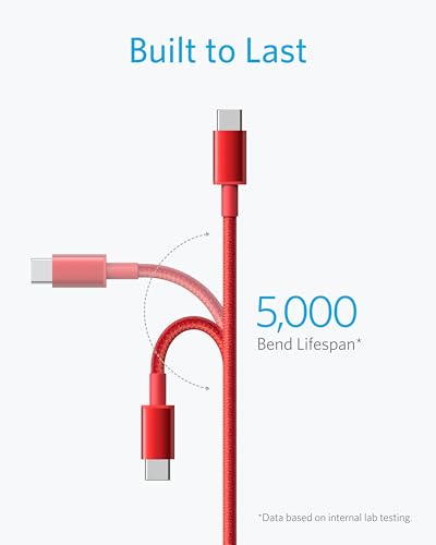Anker USB C to USB C Cable, 60W Fast Charging Cable (2-Pack, 6 ft, Red) - color: Red, size: 6FT*2