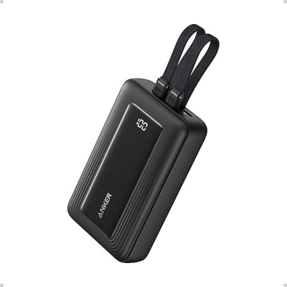 Anker Power Bank,20,000mAh 30W Portable Charger,USB-C and Lightning Cables - color: Black