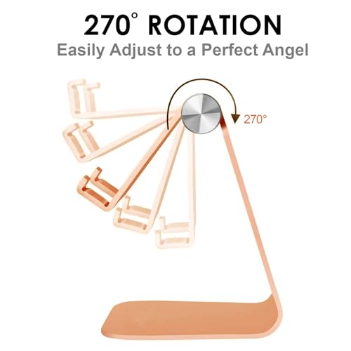 Phone & Tablet Stand Adjustable Multi‑Angle Aluminum Phone & Tablet Stand Non‑Slip Dock/Cradle/Charging Station for Desktop, Bed, Kitchen, Office (Gold) - color: Gold