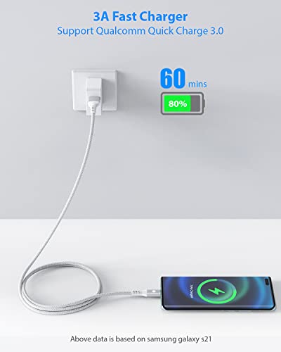 CONMDEX Android Auto USB Cable [3ft, 2Pack] 10Gbps, 3A Fast Charging - color: White, size: 3ft+3ft, style: 2Pack
