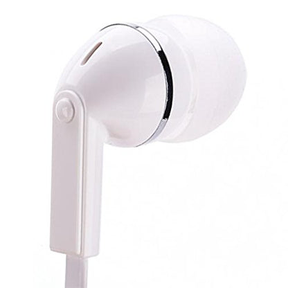 Premium Flat Wired Headset Mono Hands-Free Earphone w Mic Single Earbud Headphone Earpiece in-Ear [3.5mm] White for MetroPCS LG Aristo - MetroPCS LG G Stylo - MetroPCS LG K10