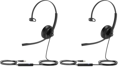 Yealink UH34 Wired Headset,USB-A,Noise Canceling Mic,in-Line Control,On-Ear (Pack of 2) - size: Middle (Pack of 2)