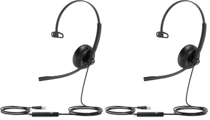 Yealink UH34 Wired Headset,USB-A,Noise Canceling Mic,in-Line Control,On-Ear (Pack of 2) - size: Middle (Pack of 2)