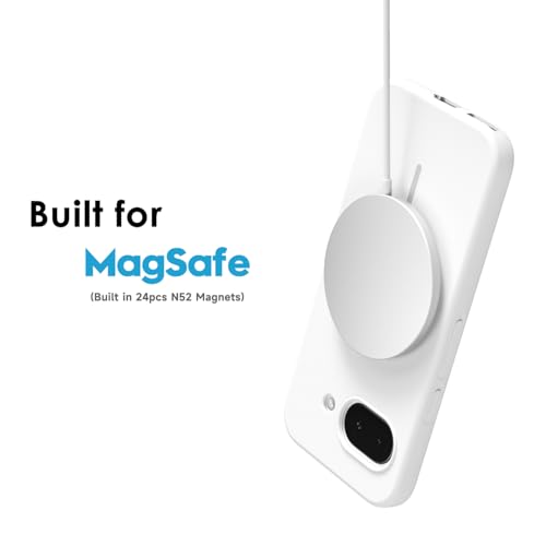 oakxco for Google Pixel 9A Case Silicone Mag Safe, Magnetic Slim Thin Phone Case Compatible with Magsafe, Women Girls Cute Girly Aesthetic Soft Rubber Gel Safecase with Camera Cover, White - color: White, size: Pixel 9A