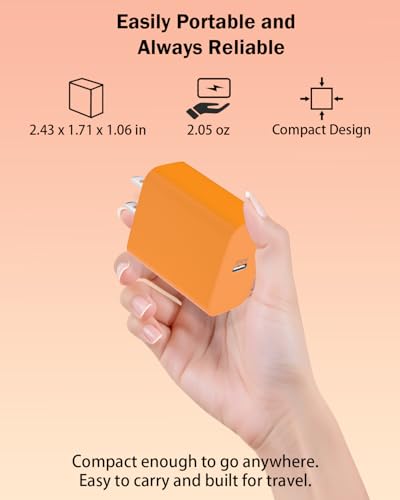 [Apple MFi Certified] 40W GaN III USB C Charger with 10FT Cable for iPhone - color: Orange