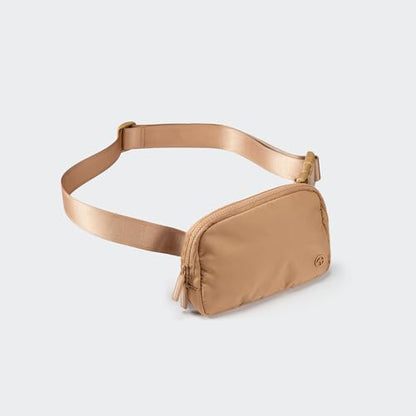 Pander Nylon Fanny Pack for Women, Two-Way Zipper Crossbody Bag - color: Caramel Brown