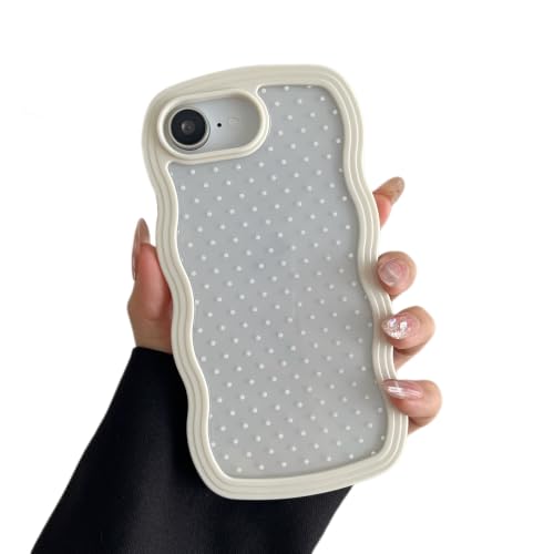 ZTOFERA for iPhone 17E/iPhone 16E Case,Cute Polka Dot Aesthetic Phone Case with Curly Wavy Frame,Clear Slim Shockproof Soft TPU and Hard PC Protective Phone Cover for Women Girls-White Dot - color: White Dot, size: iPhone 17E/iPhone 16E 6.1"
