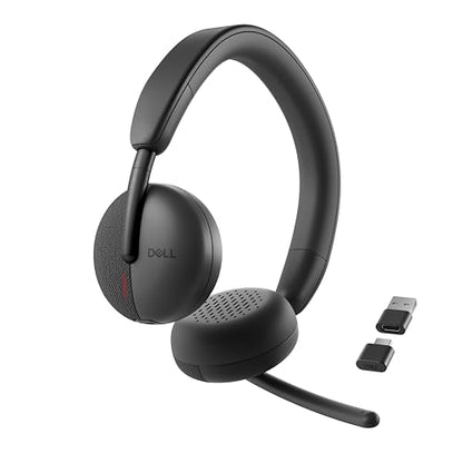 Dell WL3024 Wireless Headset - Leatherette Headband, Built-in AI-Based Noise Cancellation Microphone, Boom mic - Black