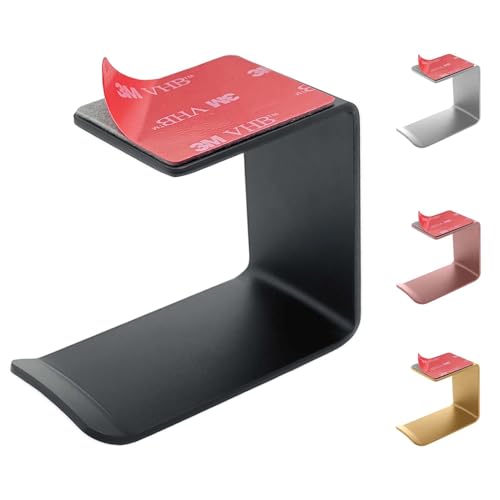 Aluminum Under-Desk Headphone Hanger with Strong Adhesive (1 Pack, Black) - color: Black