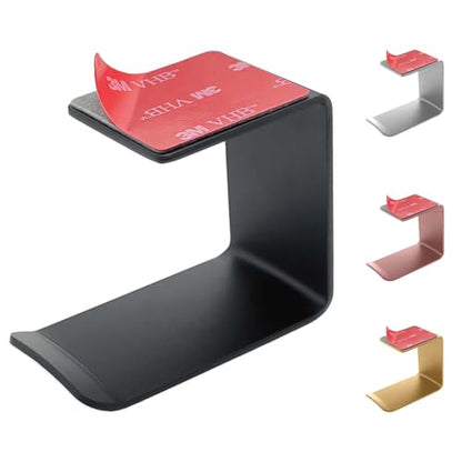 Aluminum Under-Desk Headphone Hanger with Strong Adhesive (1 Pack, Black) - color: Black