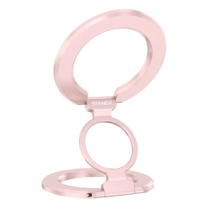 Phone Ring Holder for MagSafe Case, Strong Magnetic Cell Phone Grip, 360° Rotation Kickstand Compatible with iPhone and Android. - color: Pink Titanium