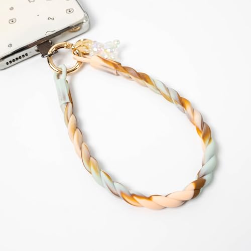 Bloomish Silicone Phone Wrist Strap with Cute Bear Charm - Anti-Loss Hand Strap Lanyard for iPhone & Android - Soft, Durable & Stylish Mobile Phone Accessory - color: Brown Gradient