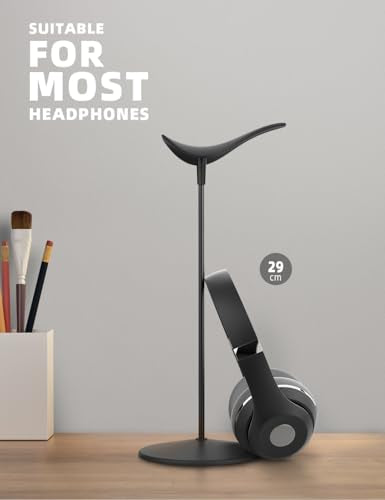 Lamicall Headphone Stand Desktop Headset Holder, Elegant Earphone Stand - color: Black