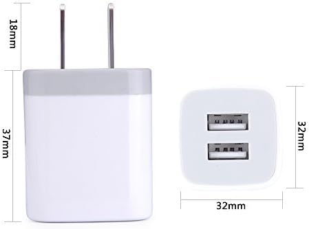 Wall Charger,USB Brick 3Pack 2.1A/5V Dual Port USB Plug Charger Cube Power - color: White