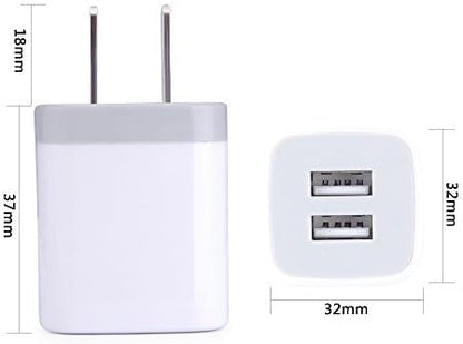 Wall Charger,USB Brick 3Pack 2.1A/5V Dual Port USB Plug Charger Cube Power - color: White