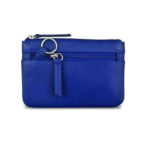 ili New York Leather Mini Compact Coin Purse - Cobalt - color: Cobalt
