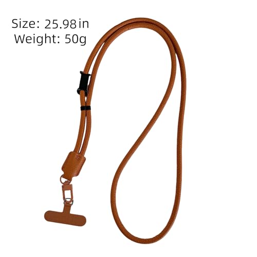 Phone Leather Lanyard with Tabs,Adjustable Anti Theft Phone Crossbody Strap for iPhone and Smartphone,Purse - color: Brown