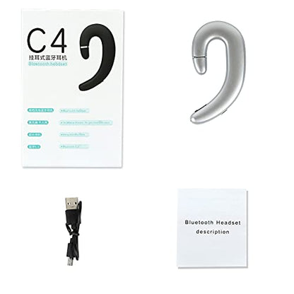 Ear Hook BT Wireless Headphone,Non Ear Plug Headset with Microphone,Single Ear Noise Cancelling Earphones Painless Wearing for Android Smartphones,iPhone14 13 12 11 X 8(Silver) - color: Silver