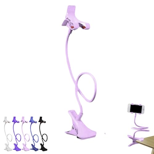 Gooseneck Phone Holder for Bed, Cell Phone Mount Clamp Clip, Flexible Long Arm Overhead Cellphone Mount, Bedside Lazy Bracket, Cellphone Stand for Desk, Table, Headboard(p Ink) - color: p ink