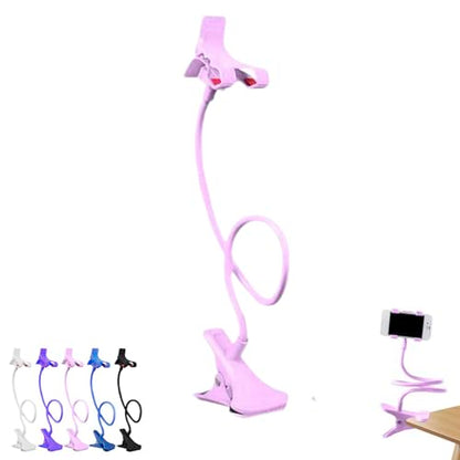 Gooseneck Phone Holder for Bed, Cell Phone Mount Clamp Clip, Flexible Long Arm Overhead Cellphone Mount, Bedside Lazy Bracket, Cellphone Stand for Desk, Table, Headboard(p Ink) - color: p ink