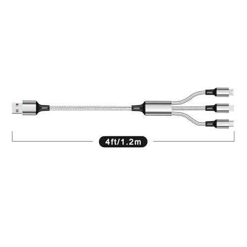 Multi Charging Cable, 3 in 1 USB Cable, Silver - color: Silver