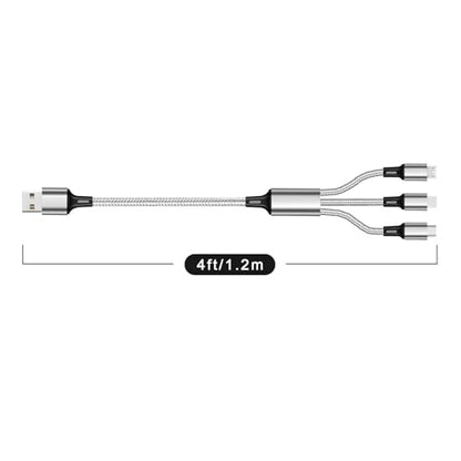 Multi Charging Cable, 3 in 1 USB Cable, Silver - color: Silver