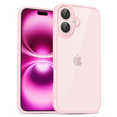 for iPhone 16 Plus Case Clear, Cute Transparent 16 Plus Phone Case Hard Shell & Soft Silicone Bumper & Clear Back, Acrylic Plastic TPU Non Yellowing Phone Cover for Women, Light Pink - color: Light Pink, size: 16 Plus