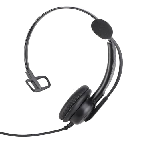 SUNGOOYUE Single Ear Headset, Comfortable Lightweight Noise Canceling Wired Headset with Mic for Call Center (Dual 3.5mm Interface) - size: Dual 3.5mm Interface