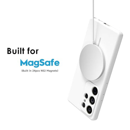 oakxco for Samsung Galaxy S25 Ultra Case Silicone Mag Safe, Magnetic Slim Thin Phone Case Compatible with Magsafe, Women Girls Cute Girly Aesthetic Soft Rubber Gel Safecase with Camera Cover, White - color: White, size: S25 Ultra