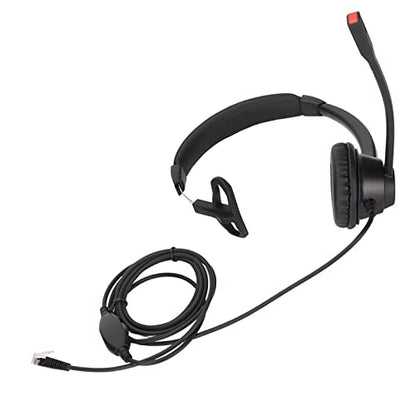 Monaural Customer Service Headset, RJ9 Single Sided Ear Headphone with Noise Cancelling Mic, Volume Adjustable Business Communication Headset for Call Centers and Office