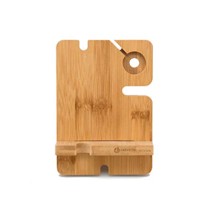 JACKCUBE DESIGN Bamboo Charger Dock Stand Multi Device Charging Station Organizer Holder for Smartphone Cellphone Mobile Phone MK243A