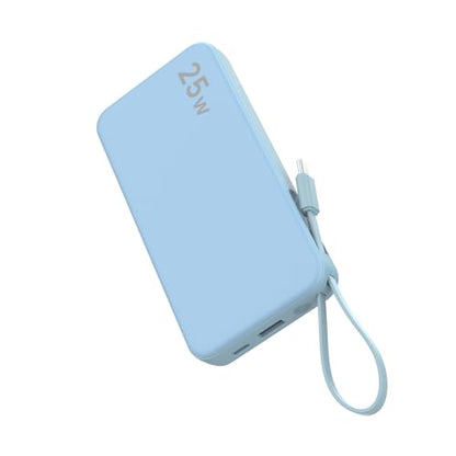 NOBIS Portable Charger 10000mAh 25W Power Bank with Built-in Cable - color: Blue